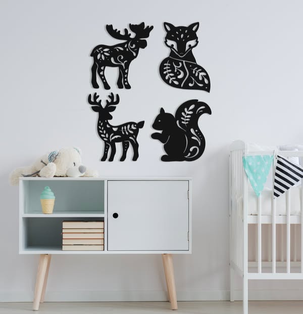 Animaux boréals floraux – ensemble chambre de bébé