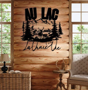 Au lac, la vraie vie – scène chalet et animaux – 30 po