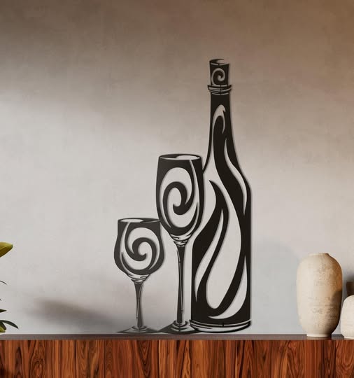Bouteille et coupe de vin – 24 po