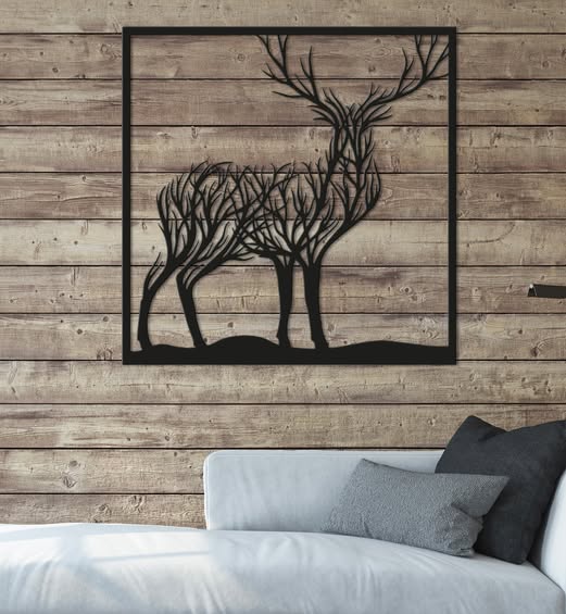 Cadre artistique chevreuil et branches – Rustique Chic