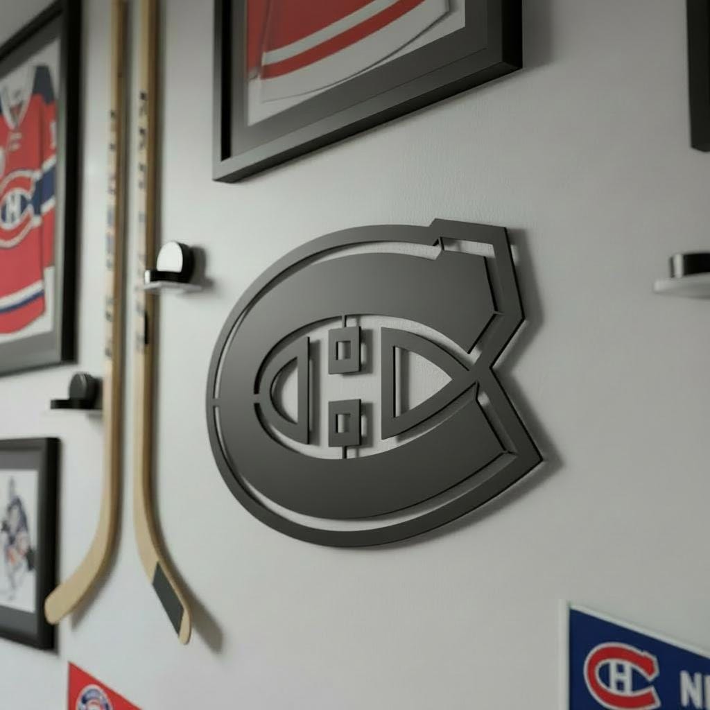 Découpe laser en bois du LOGO des Canadiens de Montréal