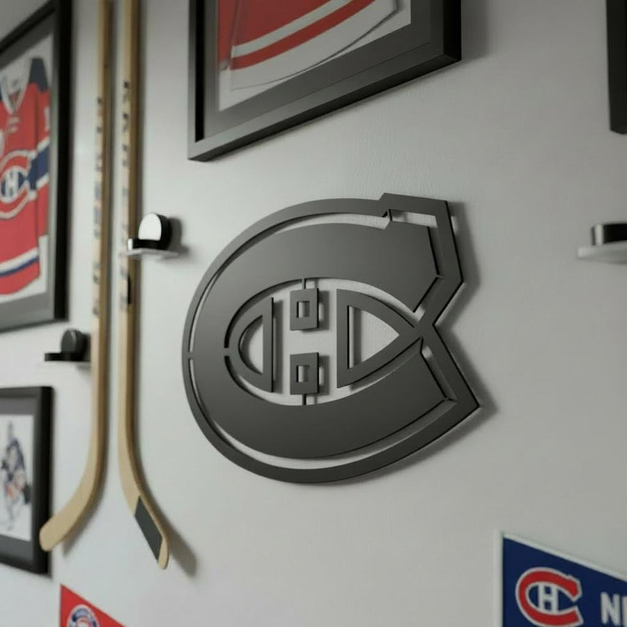 Découpe laser en bois du LOGO des Canadiens de Montréal