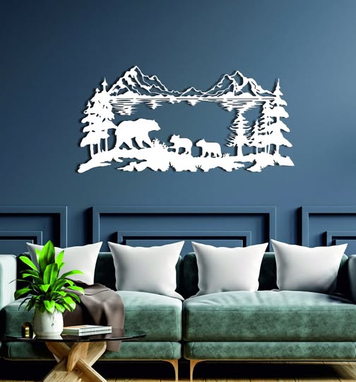Scène famille d’ours blanche – Rustique Chic
