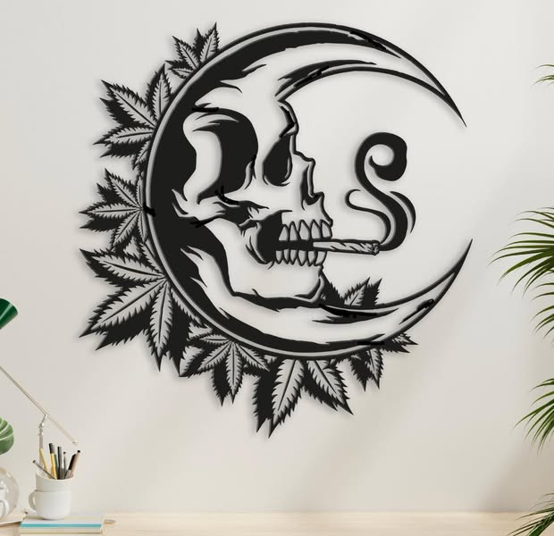 Lune tête de mort Weed – 20 po