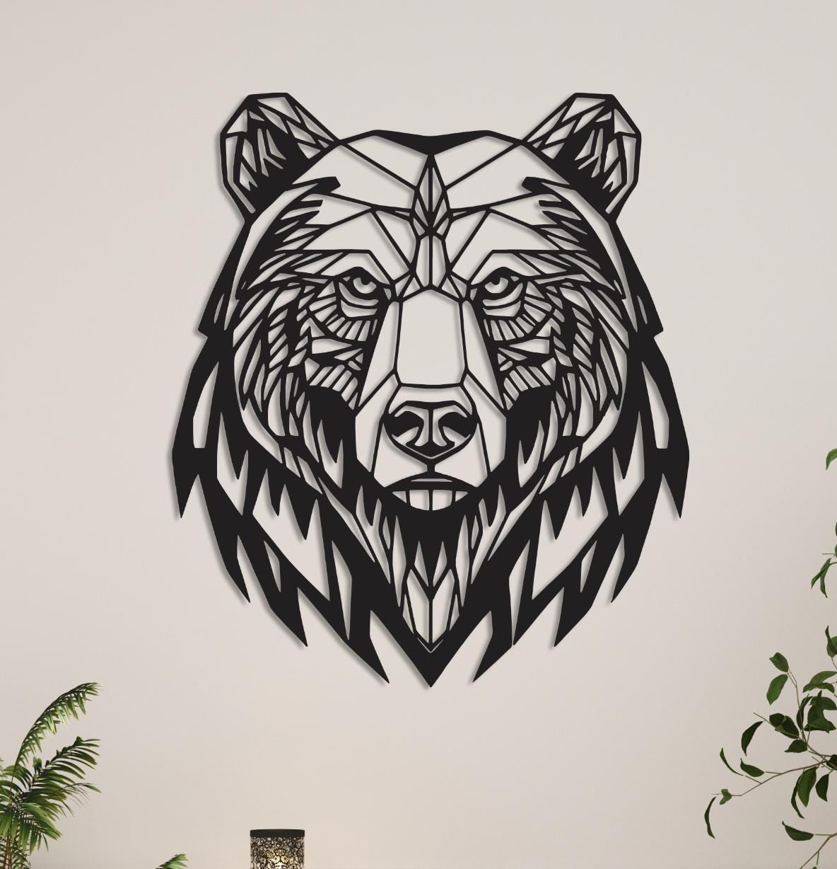 Ours découpé au laser artistique style géométrique