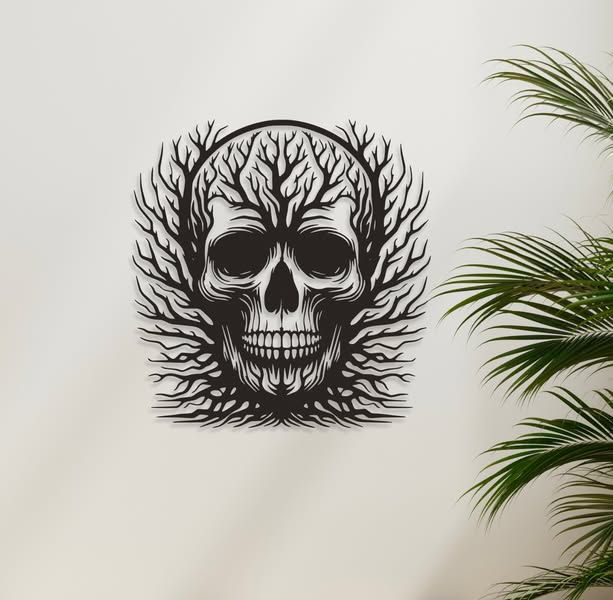 Skull avec branche – 15 po